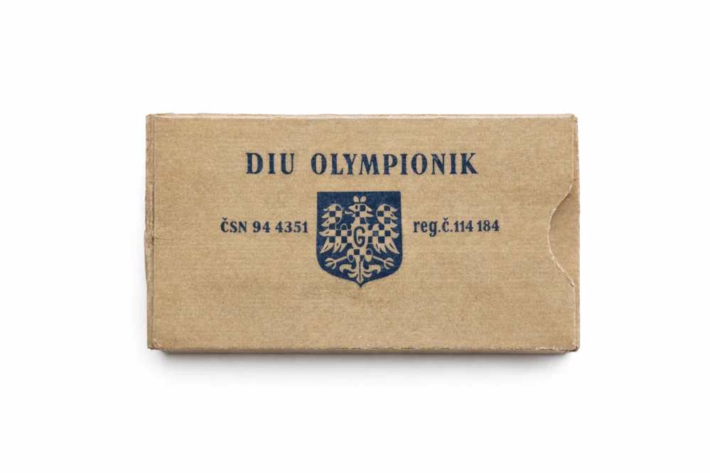 Krabička holicích žiletek „Olympionik“, Československo, 2. polovina 20. století