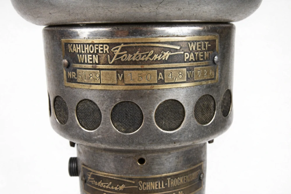 Podlahový vlasový vysoušeč „Fortschritt“ – Kahlhofer Wien (cca 1930)