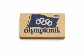 Krabička holicích žiletek „Olympionik“, Československo, 2. polovina 20. století